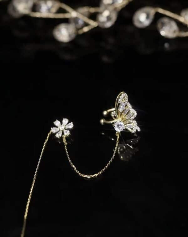 flower Butterfly Chain Cuff Earring