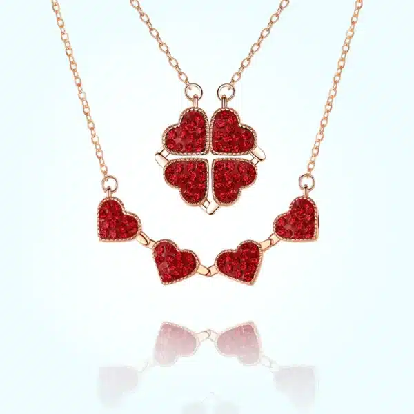 four-leaf red clover necklace